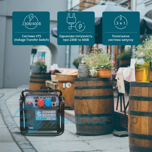 Інверторний генератор 8,5кВт/230V Könner&Söhnen (8кВт/400V) KS 8100iE 1/3 ATSR, ручний/електро/авто запуск