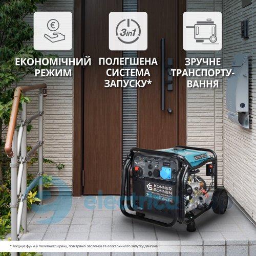 Інверторний генератор 8кВт. Könner&Söhnen KS 8100iE ATSR, ручний/електро/авто запуск