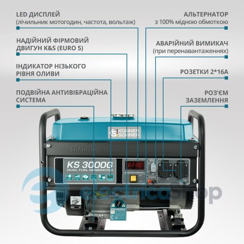 Генератор газобензиновый 3кВт/230V Könner&Söhnen KS 3000G