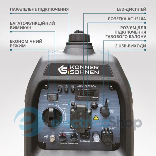Інверторний газобензиновий генератор 2кВт/230V Könner&Söhnen KS 2100iG S