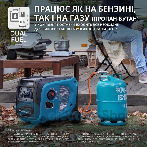 Інверторний газобензиновий генератор 4,0кВт/230V Könner&Söhnen KS 4000iEG S