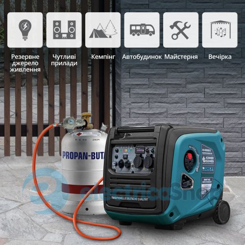 Інверторний газобензиновий генератор 4,0кВт/230V Könner&Söhnen KS 4000iEG S