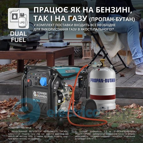 Інверторний газобензиновий генератор 8,5кВт/230V Könner&Söhnen KS 8100iEG