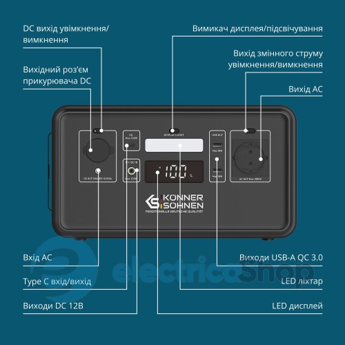 Портативная электростанция 500Вт, LiFePO4, Könner&Söhnen KS 500PS