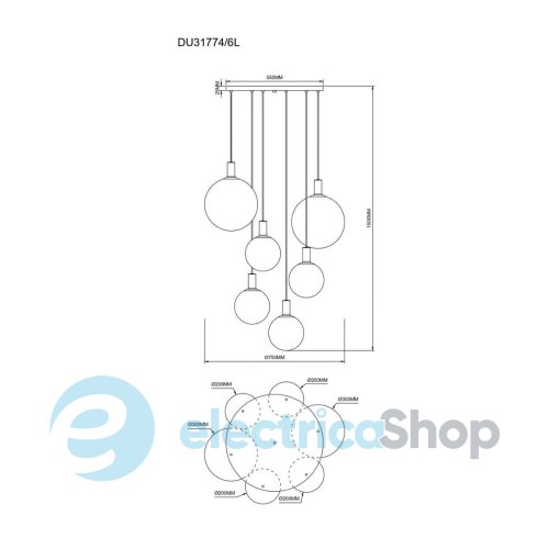 Люстра Zuma Line NUA DU31774/6L