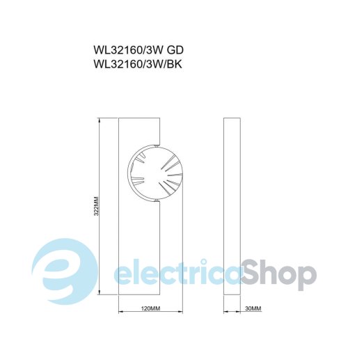 Бра Zuma Line FLUX WL32160/3W/BK
