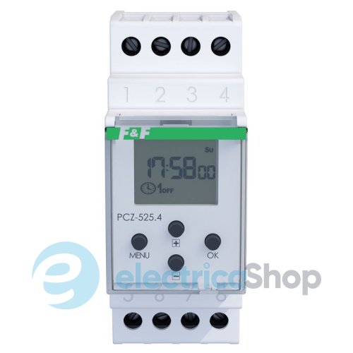 Таймер програмований 24÷264V AC/DC 1ПК 16A NFC, тижневий, нічна перерва NFC F&F PCZ-525.4