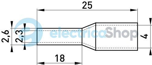 Ізольований втулковий наконечник, подовжений e.Next 2,5 кв.мм, синій, 100шт