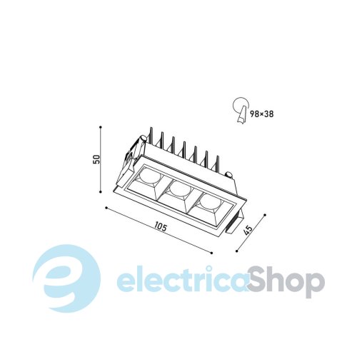 Точечный cветильник KLOODI KD-POINT 3X2 6W 3K BK LED 540Lm IP20