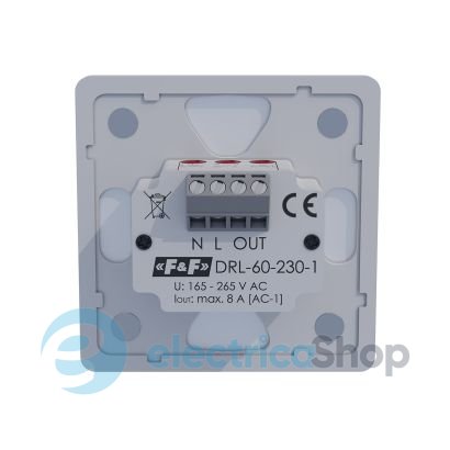 Лазерный датчик движения 165÷265V/AC, (0,1÷2,0м рег.), F&F DRL-60-230-1, 230В, белый