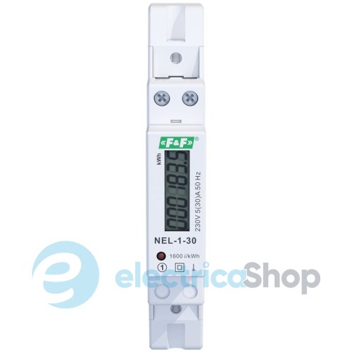 Счетчик электроэнергии 1ф, DIN, 30A, F&F NEL-1-30