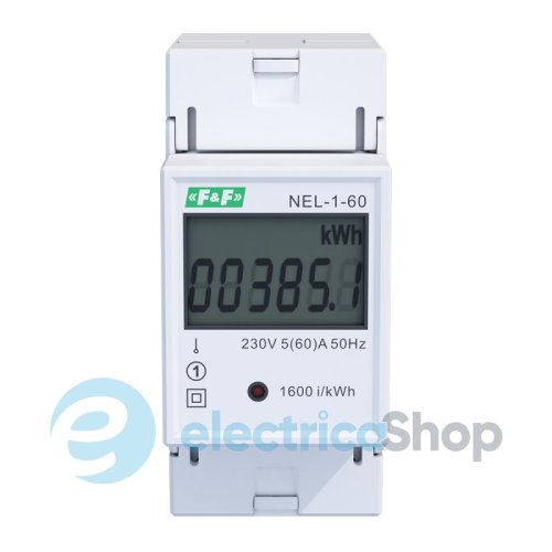 Счетчик электроэнергии 1-ф, DIN, 60А, F&F NEL-1-60