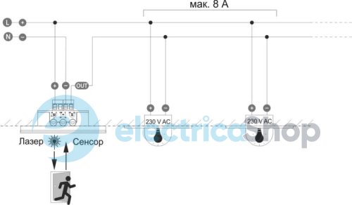 Лазерный датчик движения 165÷265V/AC, (0,1÷2,0м рег.), F&F DRL-60-230-1, 230В, белый