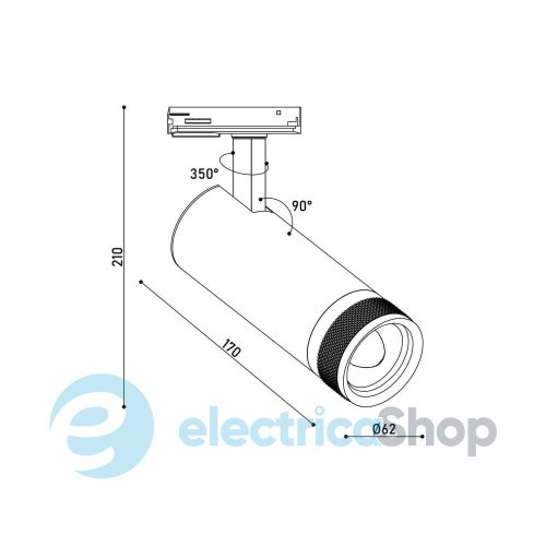 Трековый светильник KLOODI KD-FOCUS 15W 4K BK LED 1200Lm