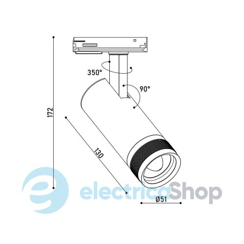 Трековый светильник KLOODI KD-FOCUS 10W 3K BK LED 800Lm