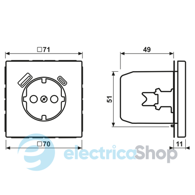 Розетка с з/к и USB тип AC JUNG LC1520-15CA229 rouge carmin (32100)