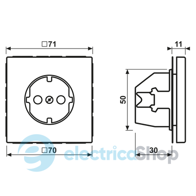 Розетка с з/к 250V/16A со шторками,  пруж.зажим JUNG LC1520KI241 ombre naturelle 31 (32140)