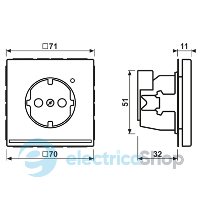 Розетка с з/к с LED подсветкой, пруж.зажим JUNG LC1520-OLNW255 le rubis (4320M)