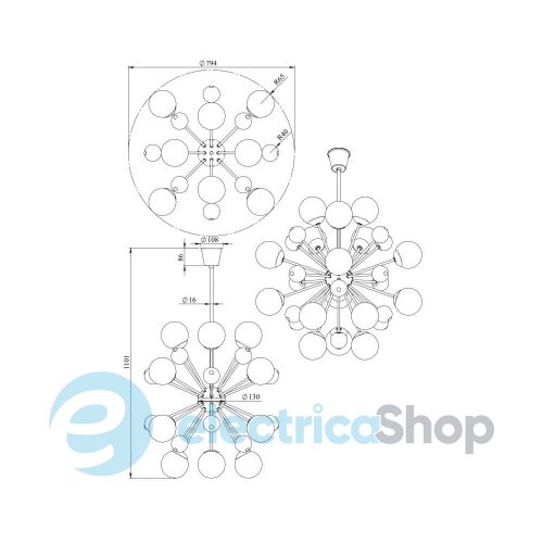 Люстра PikArt Burst 2 marble 35036-1