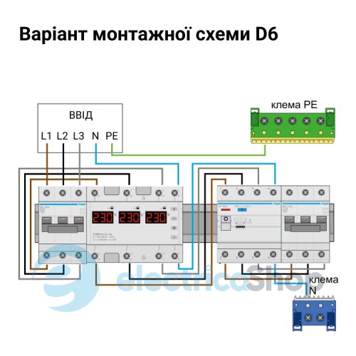 Реле напруги 3-ф. 50А, DIN, ZUBR D6-50 red