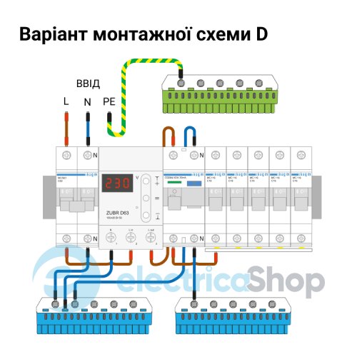 Реле напряжения 1-ф, 16А, DIN, ZUBR D16