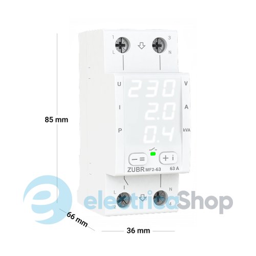 Багатофункціональне реле 1-ф, 63А, DIN, ZUBR MF2-63
