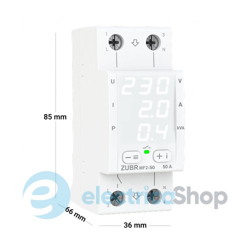 Багатофункціональне реле 1-ф, 50А, DIN, ZUBR MF2-50