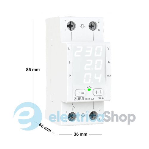 Багатофункціональне реле 1-ф, 32А, DIN, ZUBR MF2-32