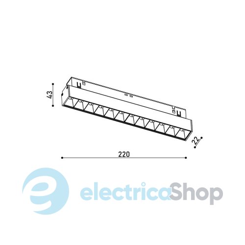 Магнітний трековий світильник Kloodi 12W 30° 4000К 220mm Osram3030 960LM KDMG-LINE220 DL 12W 4K WH