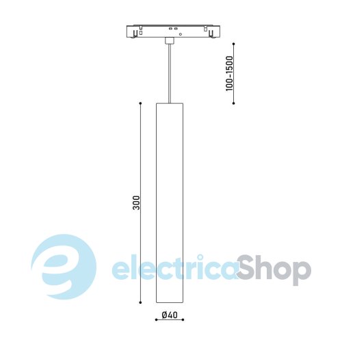 Магнитный трековый светильник Kloodi 12W 24° 4000К CREE 750LM KDMG-TUBE300 12W 4K BK