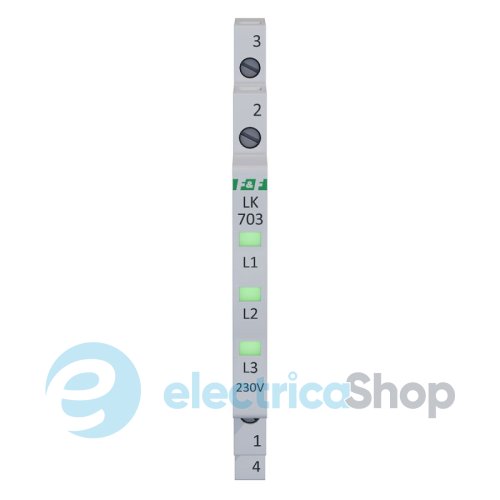 Индикатор напряжения 3×230V/AC+N, 3хLED, DIN, F&F LK-703G, зеленый
