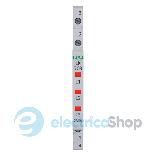 Индикатор напряжения 3×230V/AC+N, 3хLED, DIN, F&F LK-703R, красный