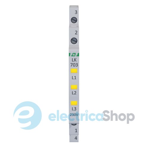 Индикатор напряжения 3×230V/AC+N, 3хLED, DIN, F&F LK-703Y, желтый