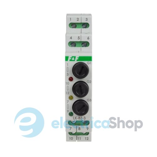 Индикатор напряжения 3х230VAC+N, 1хLED, DIN, F&F LK-BZ-3K, зеленый / красный / синий