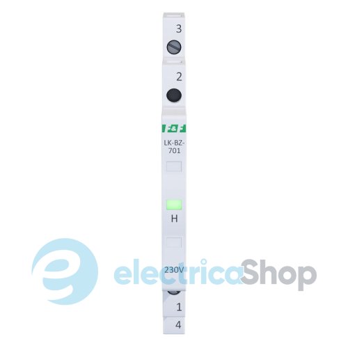 Индикатор напряжения 230V/AC+N, 1хLED, DIN,, встроенный предохранитель, F&F LK-BZ-701G, зеленый