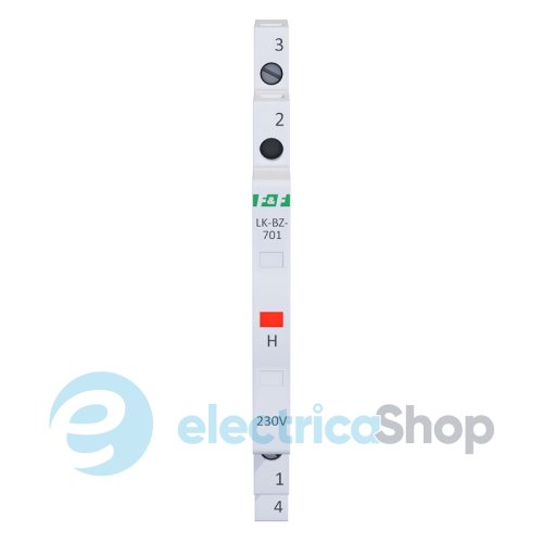 Индикатор напряжения 230V/AC+N, 1хLED, DIN,, встроенный предохранитель, F&F LK-BZ-701R, красный
