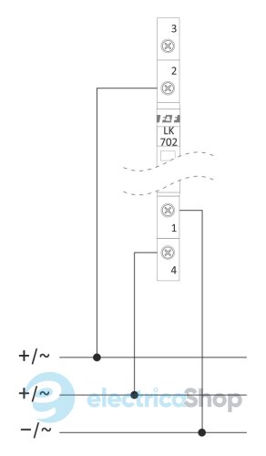 Индикатор напряжения 2x230V/AC+N, 2хLED, DIN, F&F LK-702, зеленый / красный