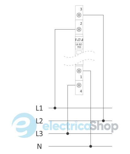 Индикатор напряжения 3×230V/AC+N, 3хLED, DIN,, встроенный предохранитель,, F&F LK-BZ-703R, красный