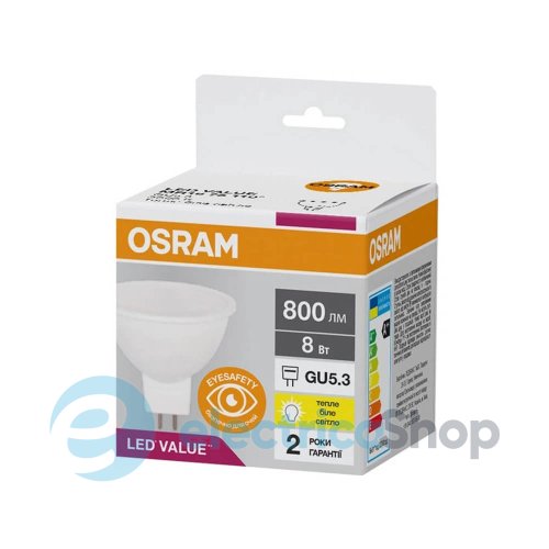 Лампа светодиодная Osram LED MR16 75 8W/830 800Lm 230V GU5,3 4058075689428