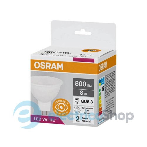 Лампа светодиодная Osram LED MR16 75 8W/840 800Lm 230V GU5,3 4058075689459