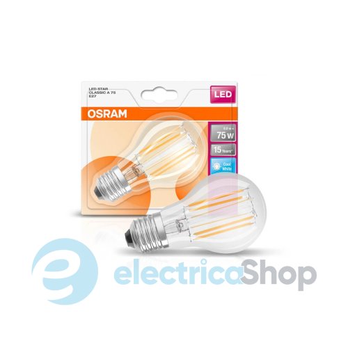 Лампа светодиодная Osram LED CLA75 7,5W/840 1055Lm 230V Star Filament E27 4058075112445