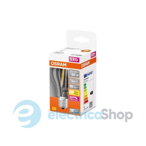 Лампа світлодіодна Osram LED CL A60 DIM 6,5W/827 230V Filament E27 4058075115958