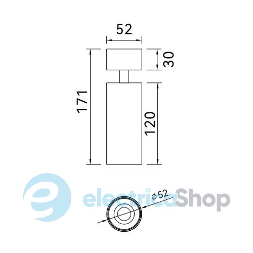Светильник-спот поворотный Tube LED 1x15W 4000K 1300Lm IP20 LM-TB-52-SM-4K-BK
