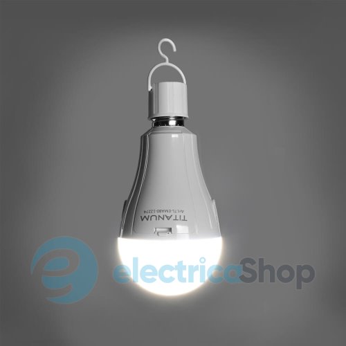 LED лампа аккумуляторная TITANUM A80 12W E27 4000K 230V TL-EMA68-09274
