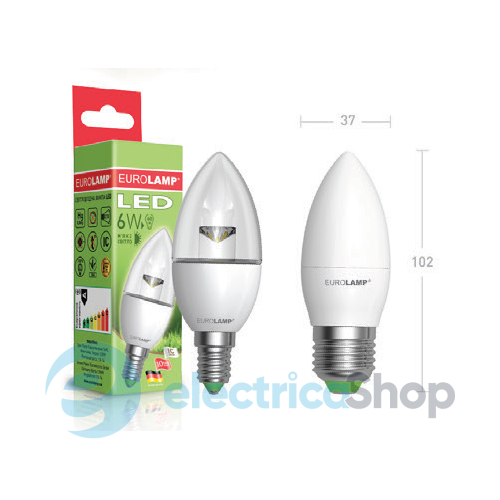 Светодиодная led-лампа «Eurolamp» ЕКО серия "D" CL прозрачная 6 Ватт E14 4000K «нейтральный свет»