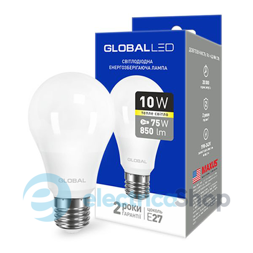 Светодиодная лампа GLOBAL LED A60 10W 3000K 220V E27 AL (1-GBL-163)