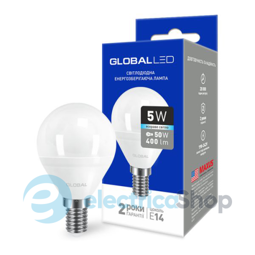 Світлодіодна лампа GLOBAL LED G45 F 5W 4100K 220V E14 AP (1-GBL-144)