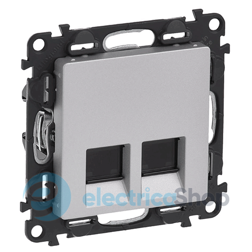 Розетка компьютерная двойная RJ45 UTP 5cat., Valena Life, цвет алюминий
