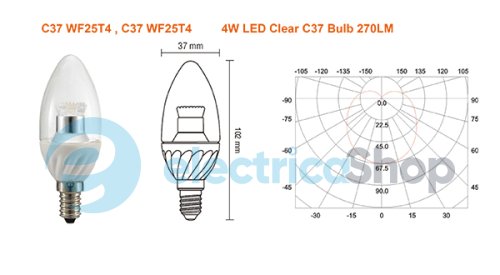 Лампа світлодіодна CIVILIGHT C37 WF25T4 4W Е14 3000K 270Lm ceramic clear
