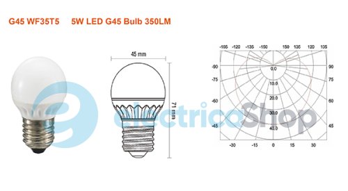 Лампа светодиодная CIVILIGHT G45 WF35T5 5W Е27 3000К 350Lm ceramic clear